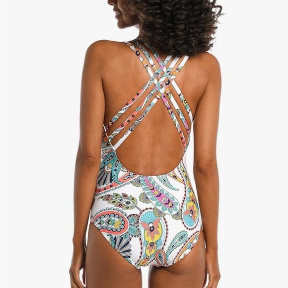 La Blanca Women's Multi Strap Cross Back One Piece Swimsuit size 8 - Picture 5 of 7